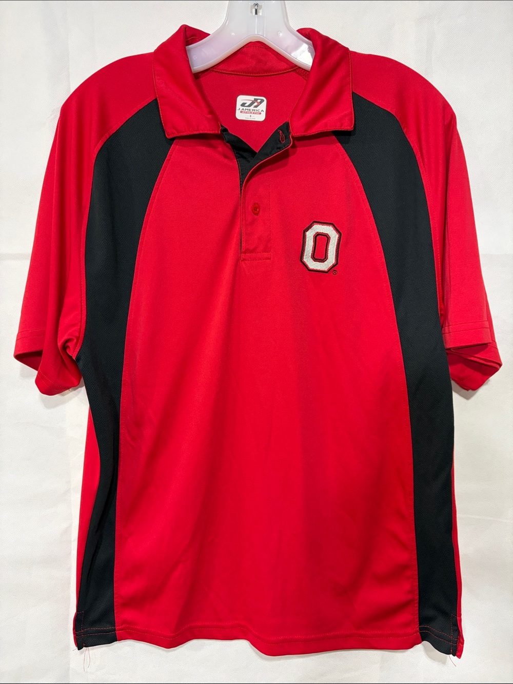 Men’s Ohio State Red and Black Polo Shirt with 'O' Patch